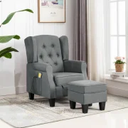 vidaXL masāžas krēsls ar kāju soliņu, gaiši pelēks