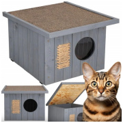 kaķu māja springos ch001 pelēka